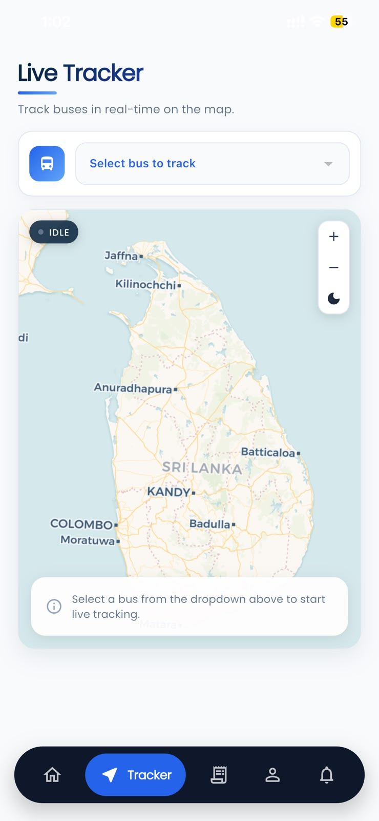 Seaty Live Tracker Mobile Screen View